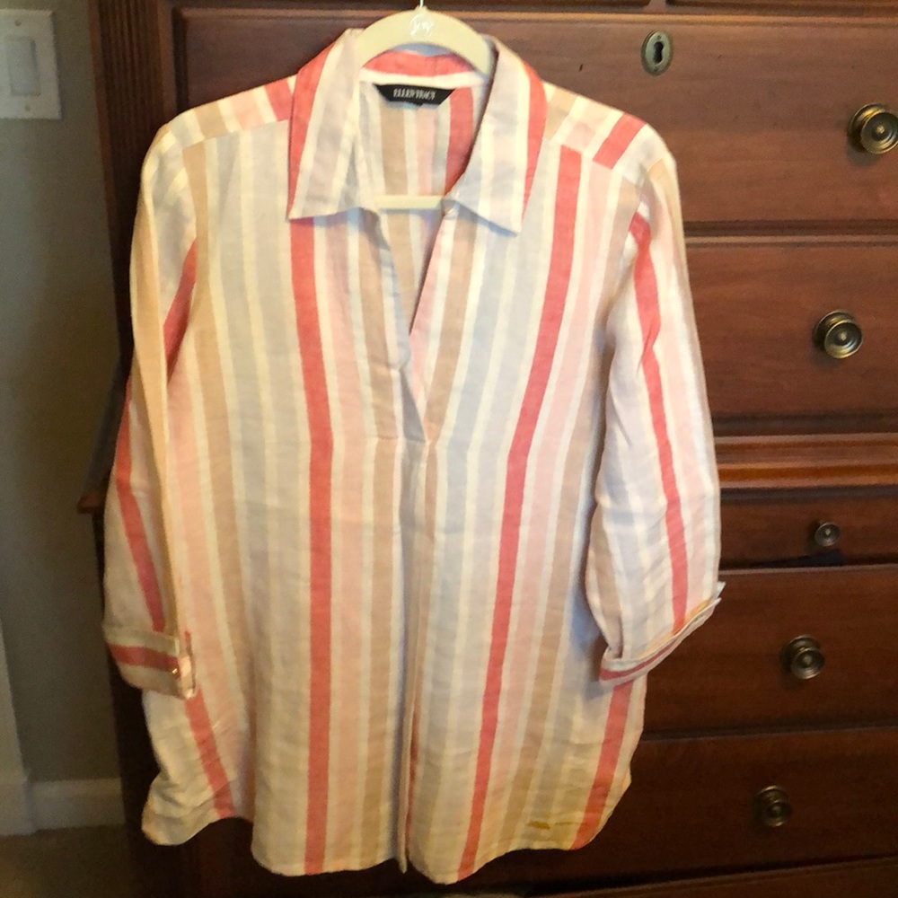 Ellen Tracy striped linen tunic